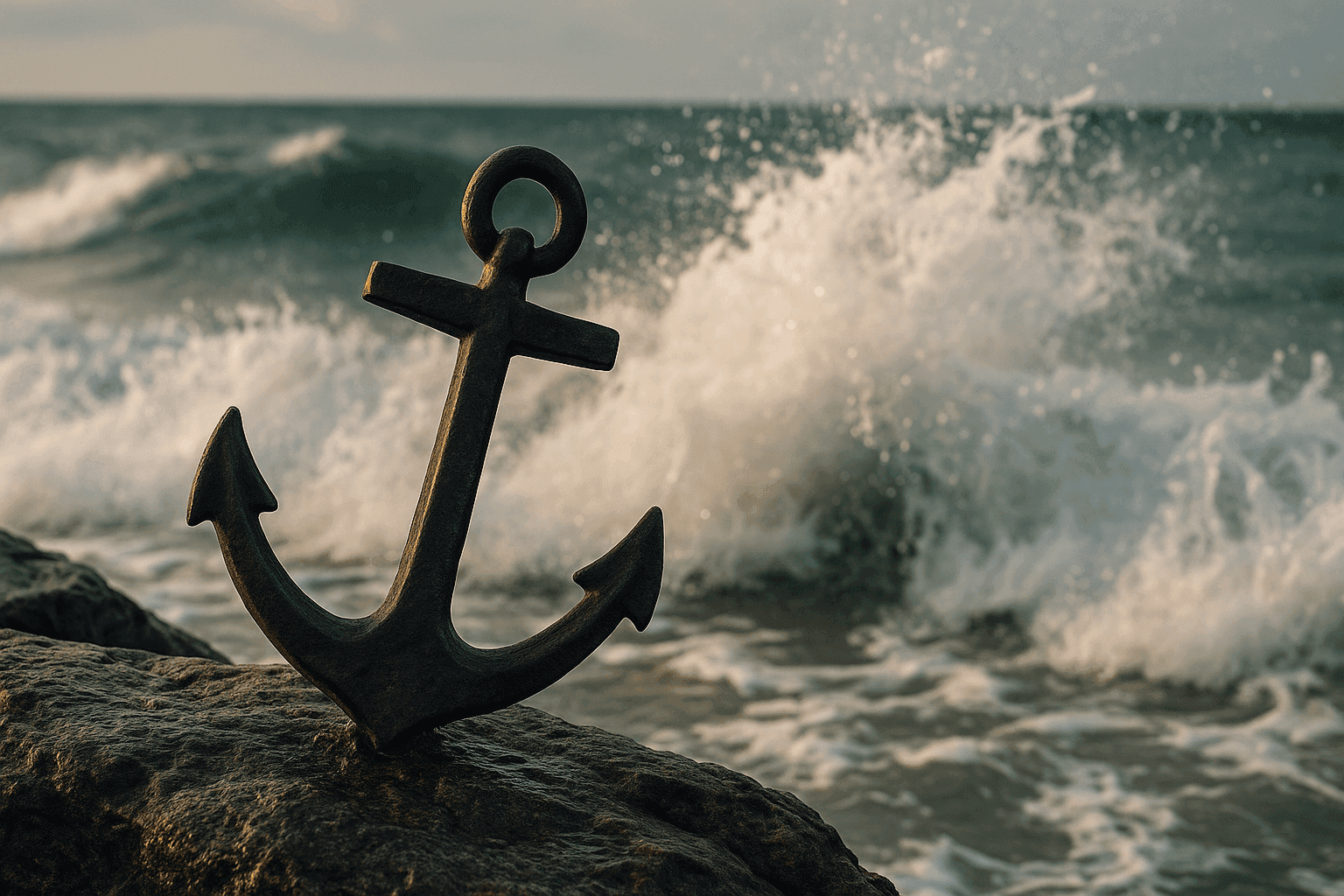Christliches Ankersymbol, das Glauben und Hoffnung in Prüfungen darstellt