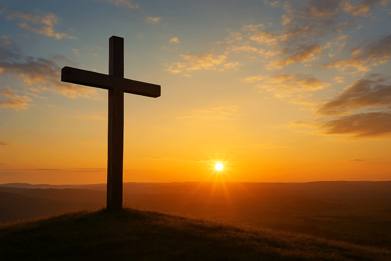 Das Kreuz Jesu Christi vor dem Morgenhimmel